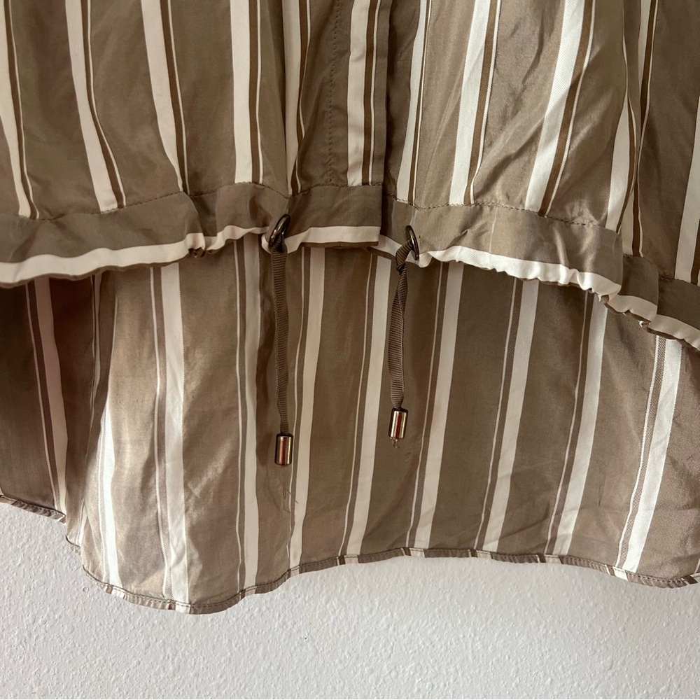 Brunello Cucinelli Beige and White Striped Silk Blouse - Picture 3 of 9